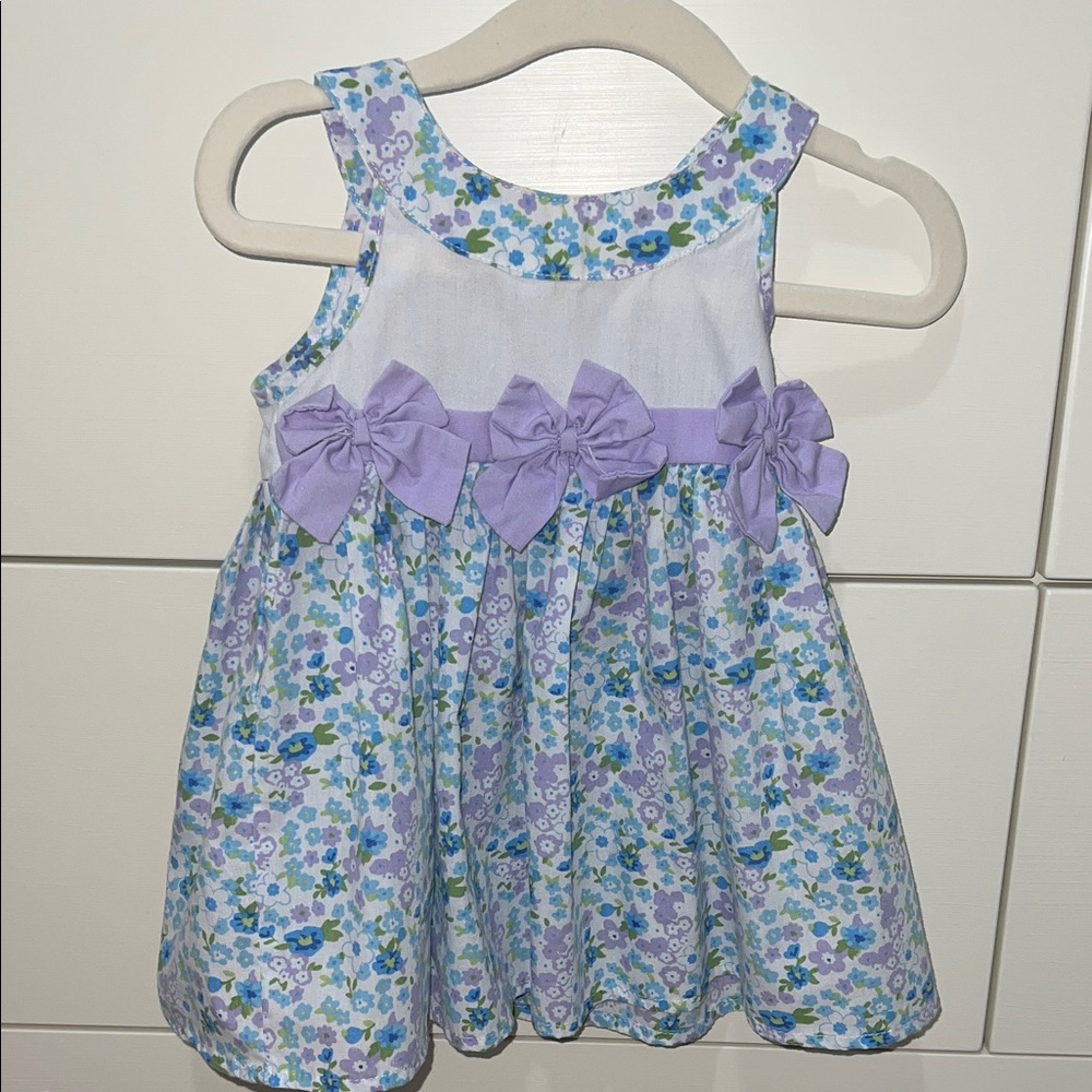Bon Bebe Floral Baby Dress with Purple Bows - Perfect for Easter, Church, Brunch